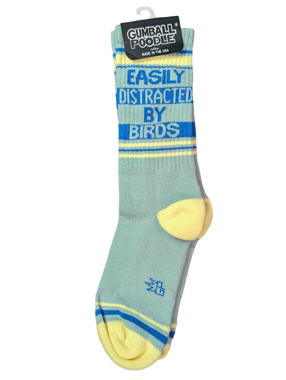 NWT Gumball Poodle  Crew Socks Easily Distracted By Birds Light Green Unisex OS